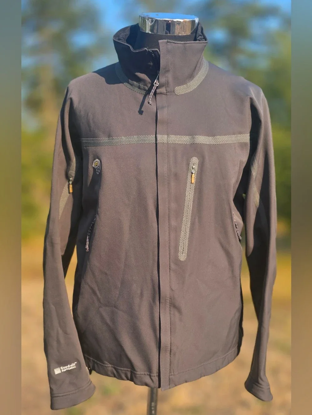 Mountain Hardwear Jacket Mens Large Black Full Zip Conduit Softshell Hiking Rare